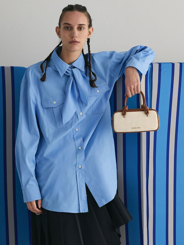Sammie Canvas Knotted-Handle Boxy Bag, Taupe Canvas, hi-res