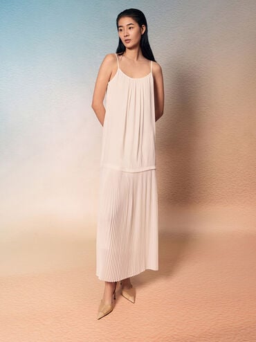 Mesh Pointed-Toe D'Orsay Pumps, Nude, hi-res