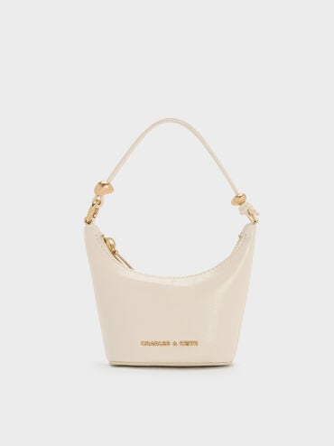 Micro Augustine Eel-Effect Chain-Handle Bag, Cream, hi-res