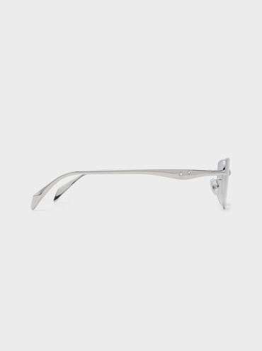 Celestia Rectangular Clear Sunglasses, Silver, hi-res