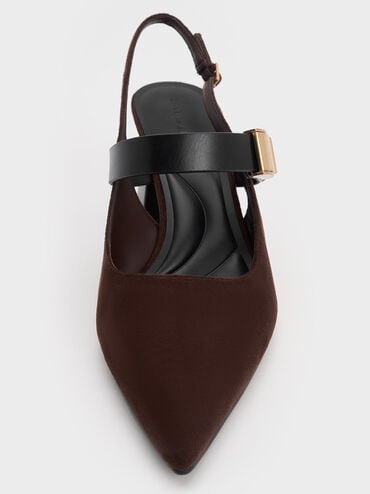 Yvette Faux Suede Mary Jane Slingback Pumps, Dark Brown, hi-res
