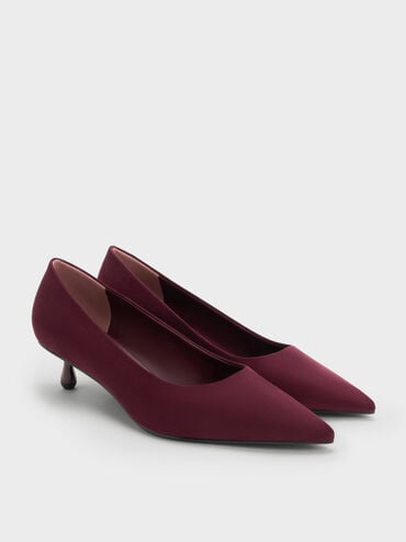 Ruthie Faux Suede Kitten Heels, Burgundy, hi-res