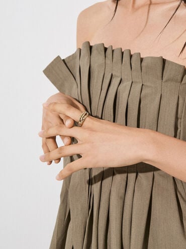 Aine Crystal Sculptural Ring, Gold, hi-res