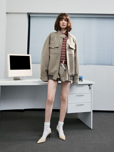 Tully Leather Ruched Print Slingback Pumps, Chalk, hi-res