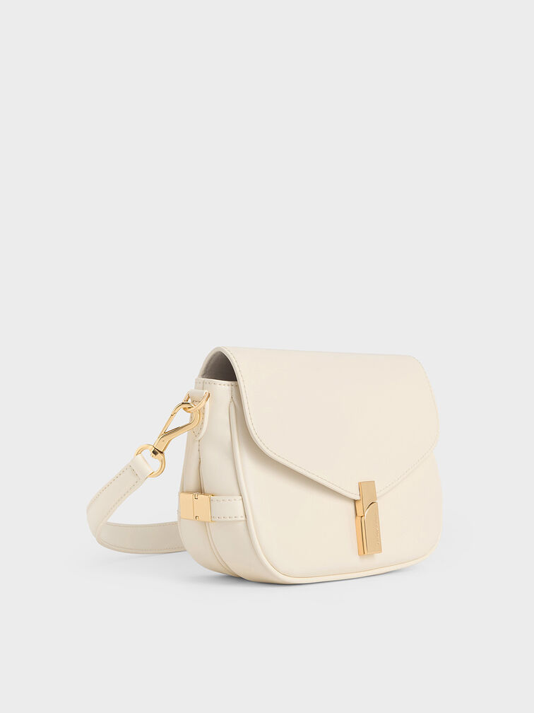 Aurelia Metallic-Accent Saddle Bag, Cream, hi-res