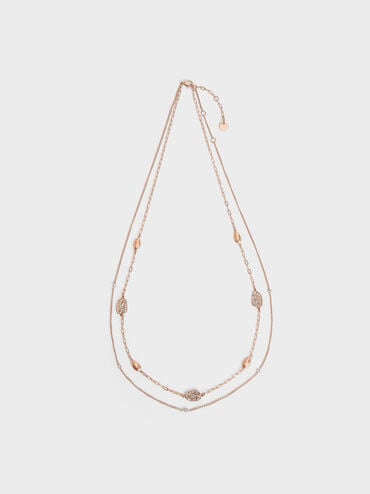 Aine Crystal Double-Chain Necklace, Rose Gold, hi-res