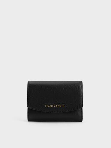 Briony Curved Flap Wallet, Black, hi-res