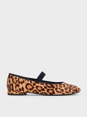 Leopard-Print Textured Mary Jane Flats, Multi, hi-res