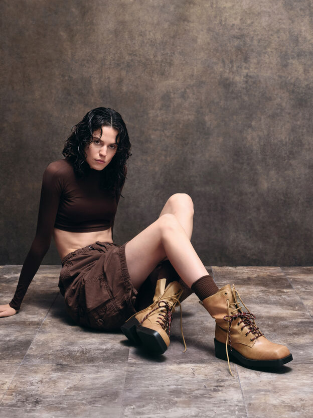 Logan Double-Lace Calf Boots, Sand, hi-res