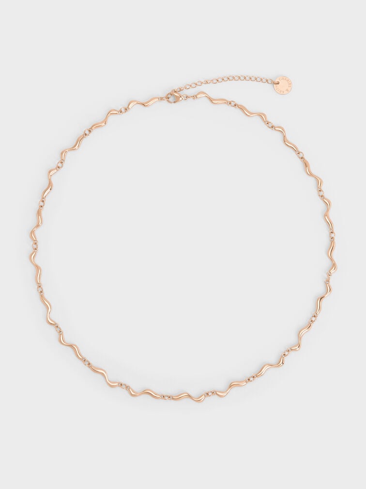 Emilia Wavy Necklace, Rose Gold, hi-res
