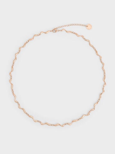 Emilia Wavy Necklace, Rose Gold, hi-res