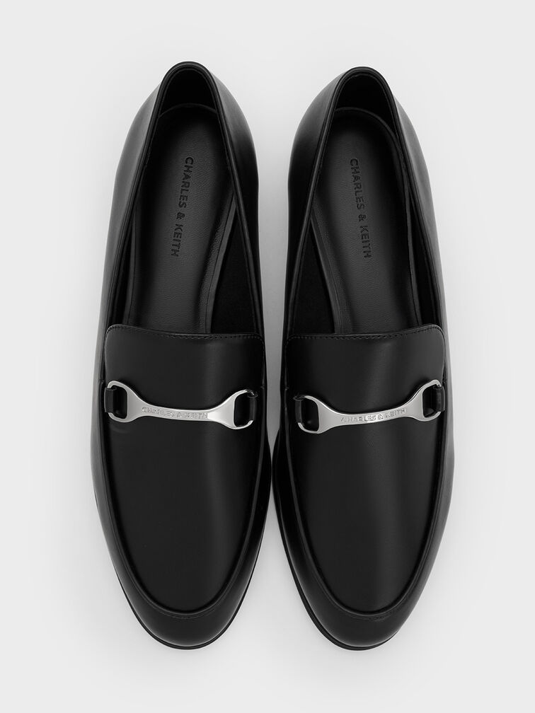Leslie Metallic-Accent Loafers, Black, hi-res