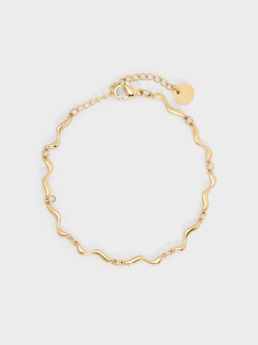 Emilia Wavy Bracelet, Gold, hi-res