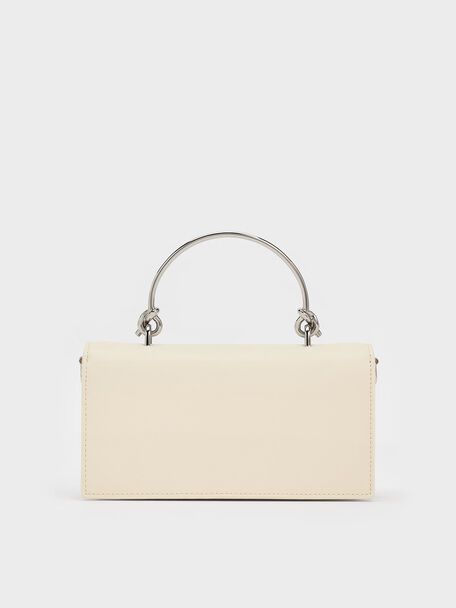 Kristine Sculptural-Handle Long Wallet, Cream, hi-res