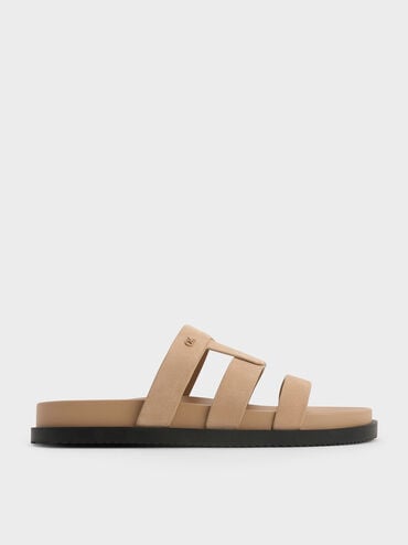 Petina Suede Flatform Sandals, Beige, hi-res