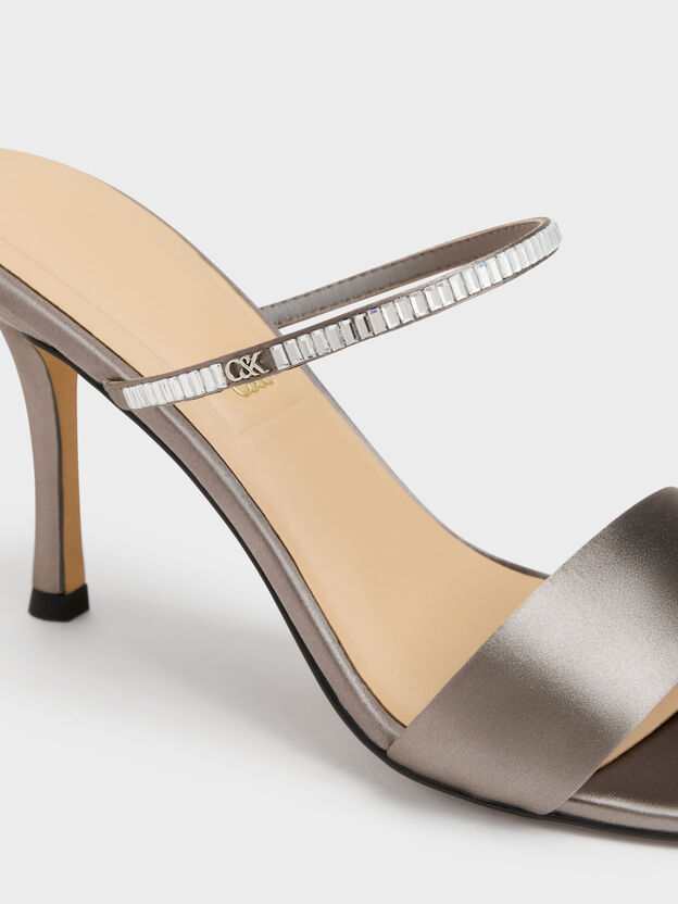 Gem Heeled Mules, Pewter, hi-res