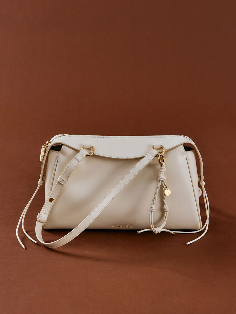 Haylen Braided-Charm Tote Bag, Cream, hi-res