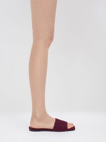 Ivette Faux Suede Woven Slide Sandals, Burgundy, hi-res