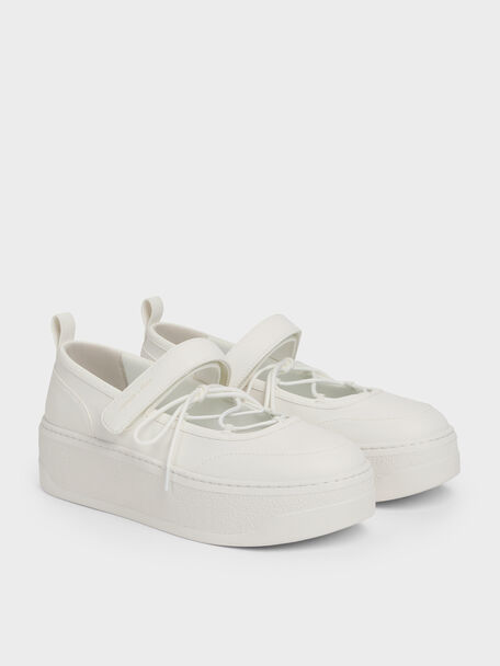 Mary Jane Platform Sneakers, White, hi-res