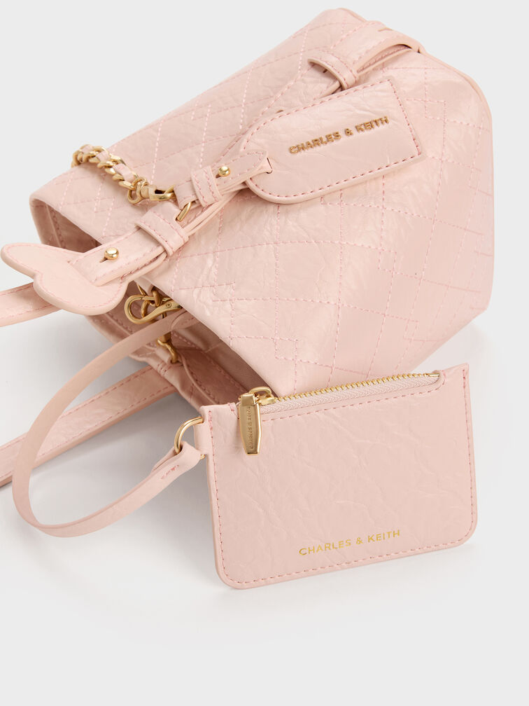 Duo Quilted Chain Bucket Bag, Soft Pink, hi-res