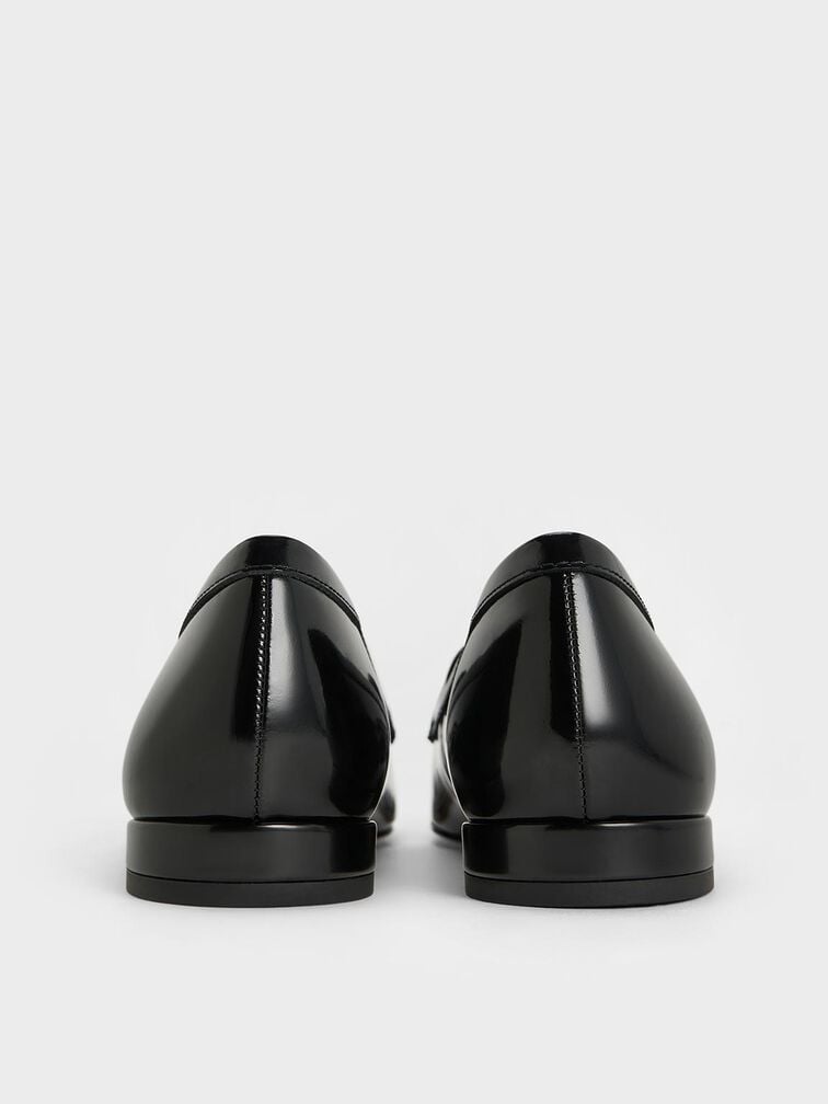 Leather Penny Square-Toe Loafers, Black Box, hi-res