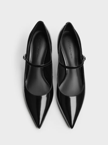 Pointed Mary Jane Pumps, Black Box, hi-res