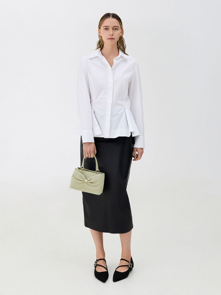 Halsey Ruched Top Handle Bag, Pale Sage, hi-res