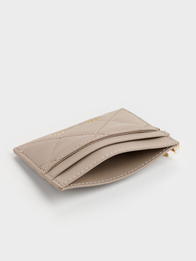 Arrietty Quilted Card Holder, Taupe, hi-res