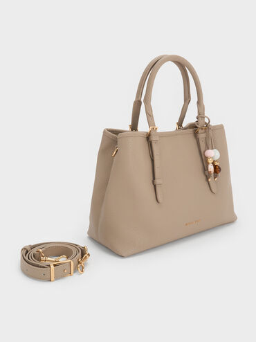 Baral Bead-Charm Tote Bag, Taupe, hi-res