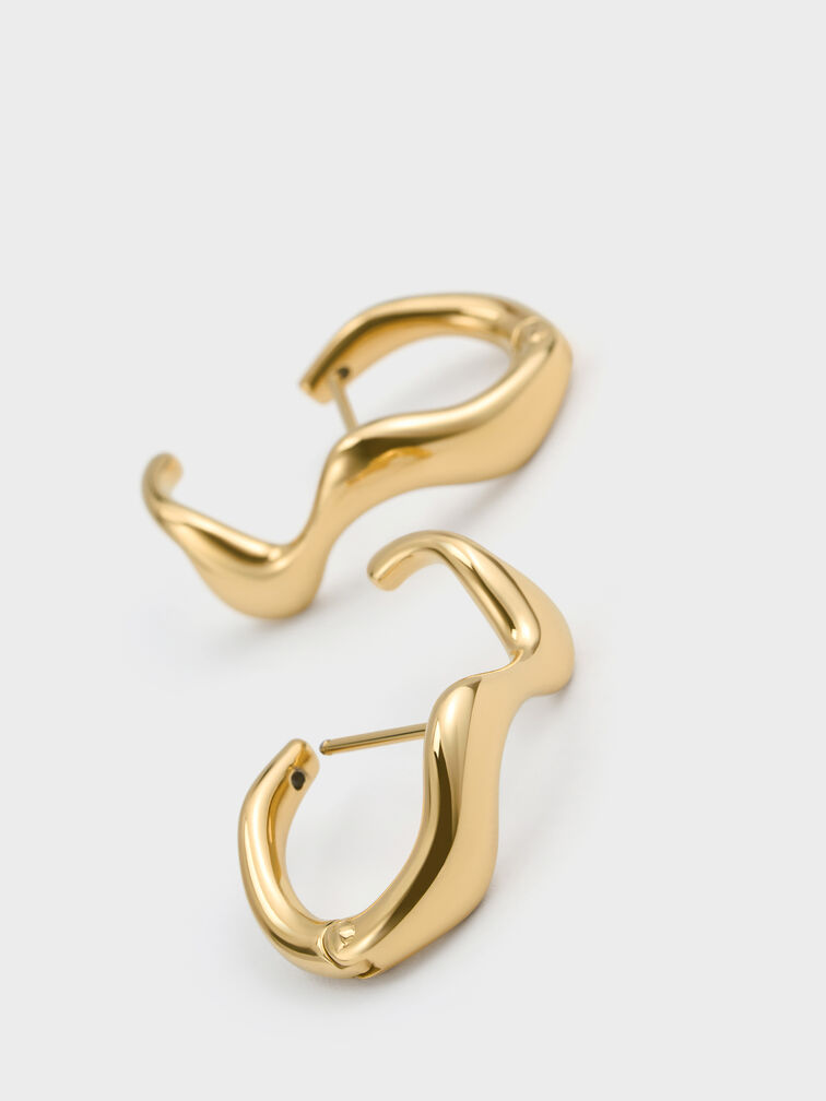 Emilia Wavy Drop Earrings, Gold, hi-res
