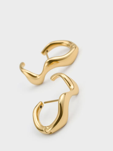 Emilia Wavy Drop Earrings, Gold, hi-res