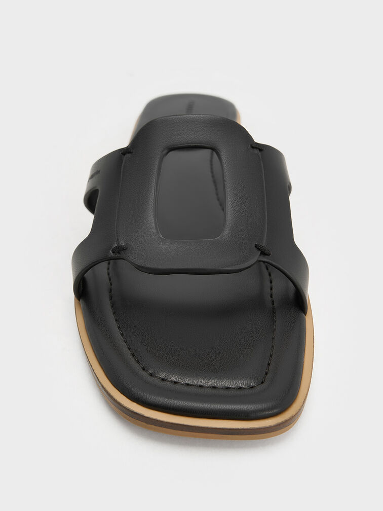 Easley Cut-Out Slide Sandals, Black, hi-res