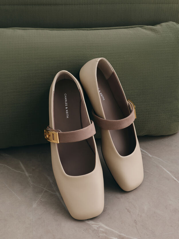 Lando Two-Tone Mary Jane Flats, Chalk, hi-res