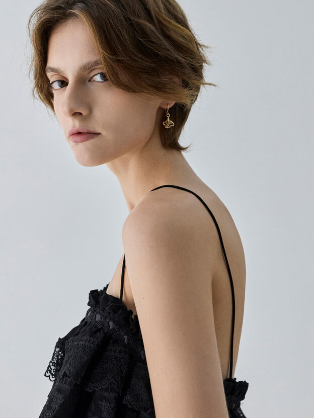 Fernley Flower Drop Earrings, Gold, hi-res