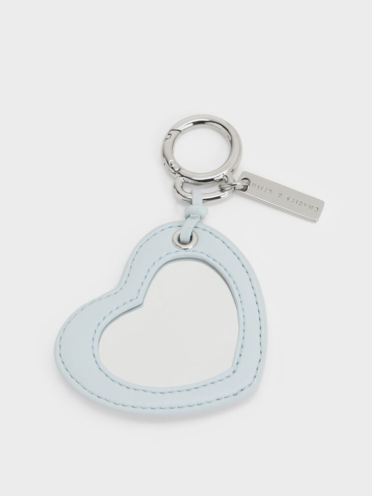 Heart Quilted Mirror Charm, Sea Salt Blue, hi-res