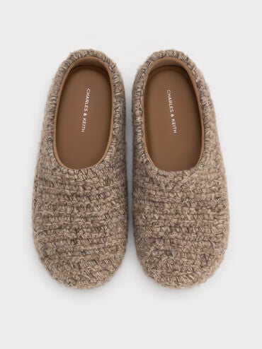 Crochet Flat Mules, Taupe, hi-res