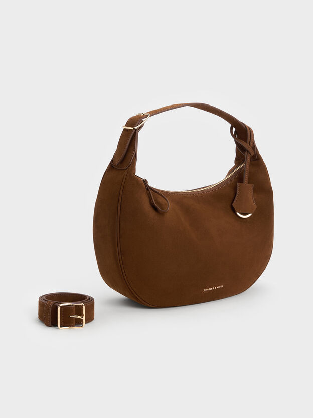 Large Vega Faux Suede Hobo Bag, , hi-res