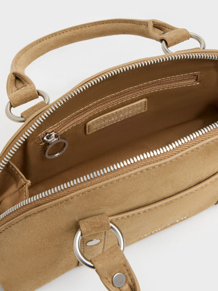 Tatiana Studded Bowling Bag, Sand, hi-res