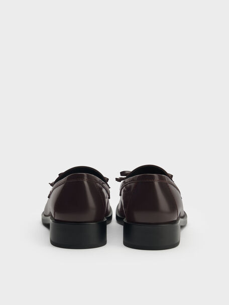 Circle-Charm Bow Loafers, Burgundy, hi-res