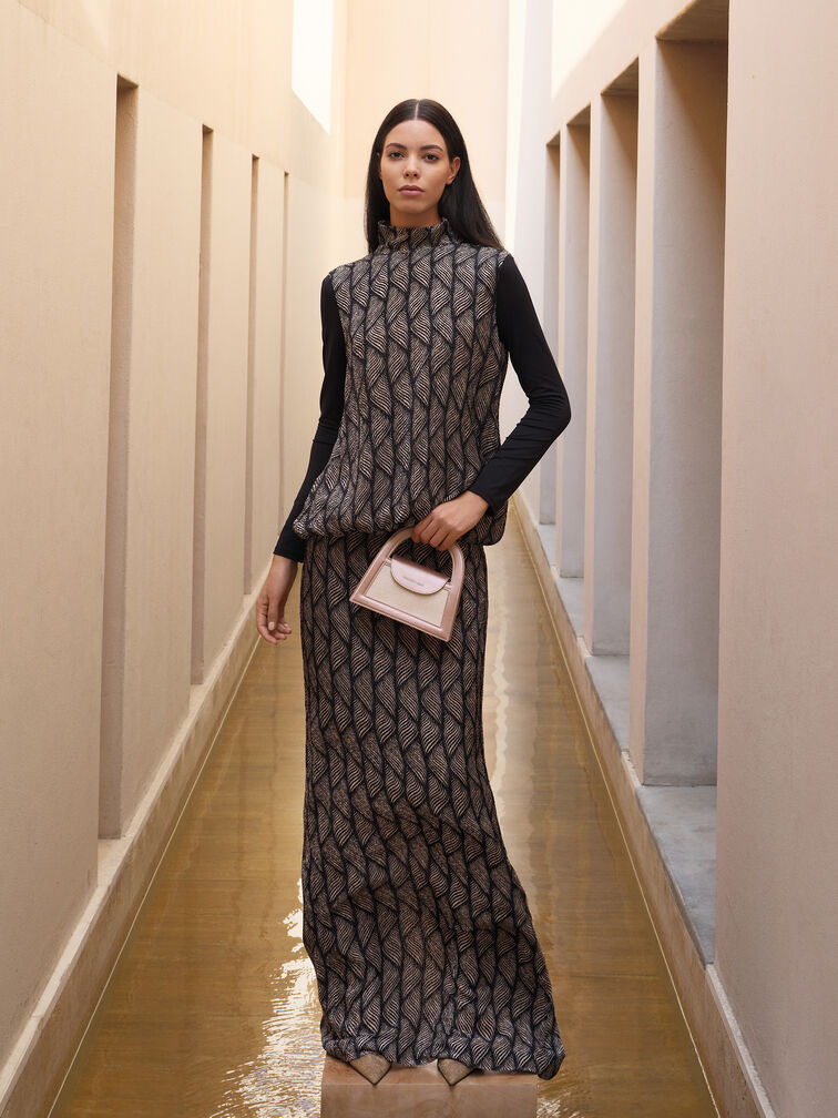 Este Glittered Top Handle Bag, Pink, hi-res