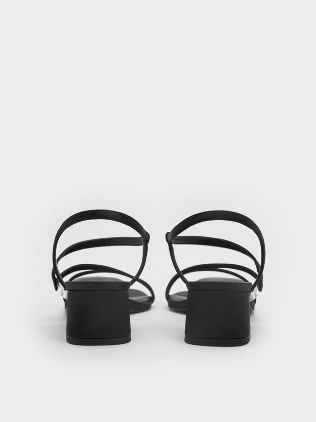 Arden Satin Wavy Slingback Sandals, Black Textured, hi-res