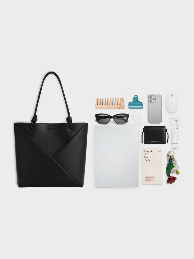 Midori Geometric Tote Bag, Jet Black, hi-res