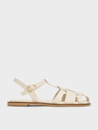 Easley T-Bar Caged Sandals, Chalk, hi-res