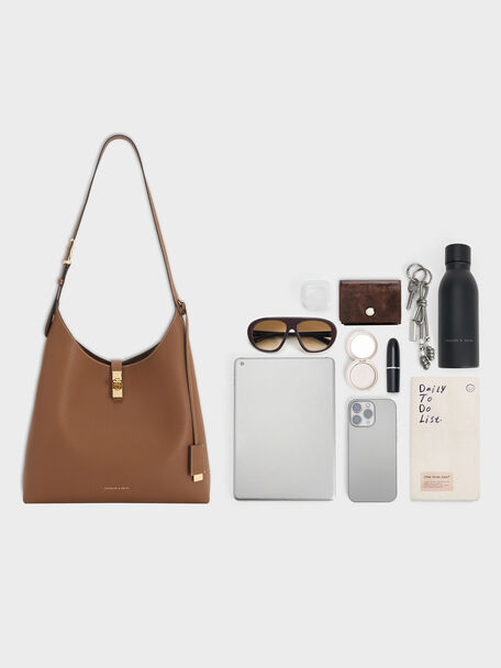 Chance Turn-Lock Hobo Bag, Chocolate, hi-res
