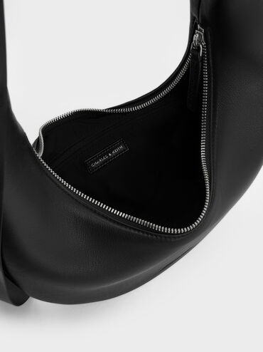 Mini Toni Knotted Crescent Hobo Bag, Noir, hi-res