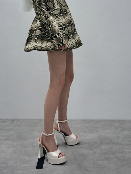 Michelle Platform Sandals, White, hi-res