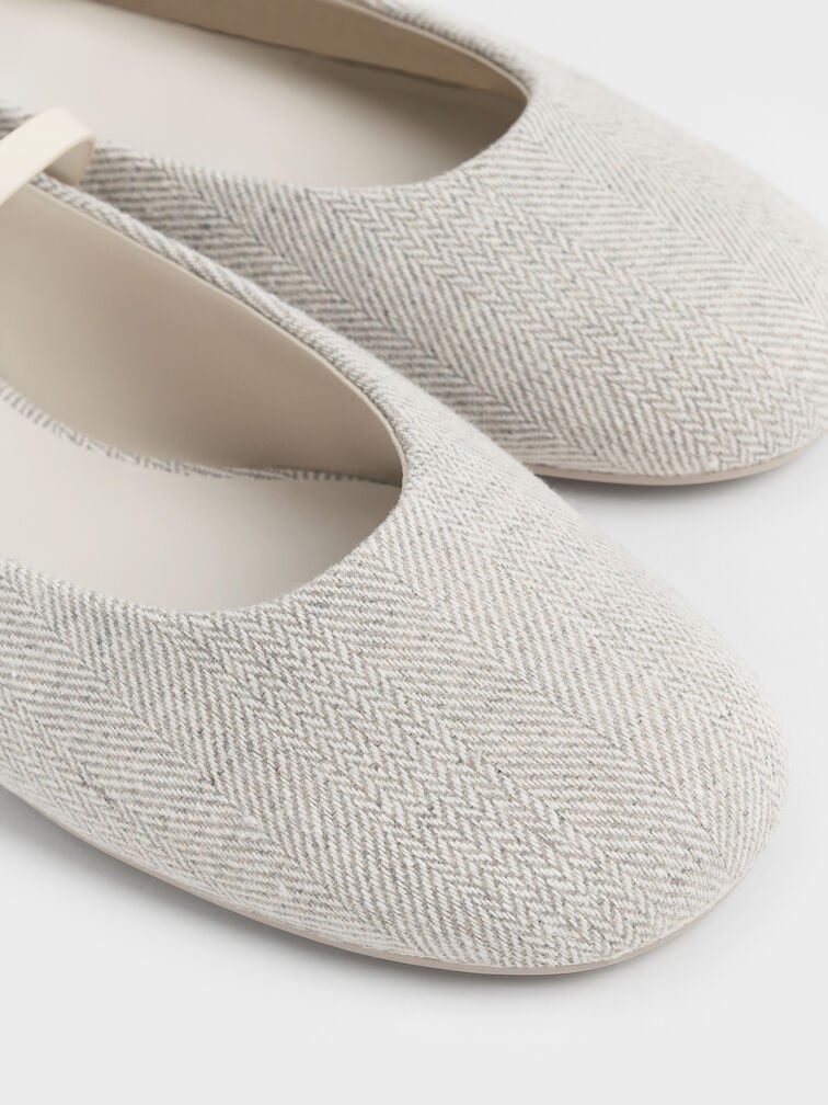 Gertrude Tweed Round-Toe Mary Janes, Light Grey, hi-res