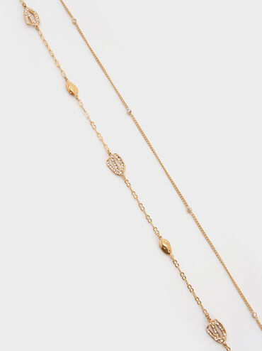 Aine Crystal Double-Chain Necklace, Gold, hi-res