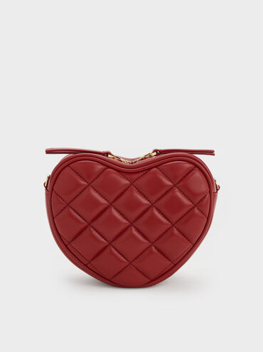 Paffuto Quilted Heart Crossbody Bag, Tomato Red, hi-res