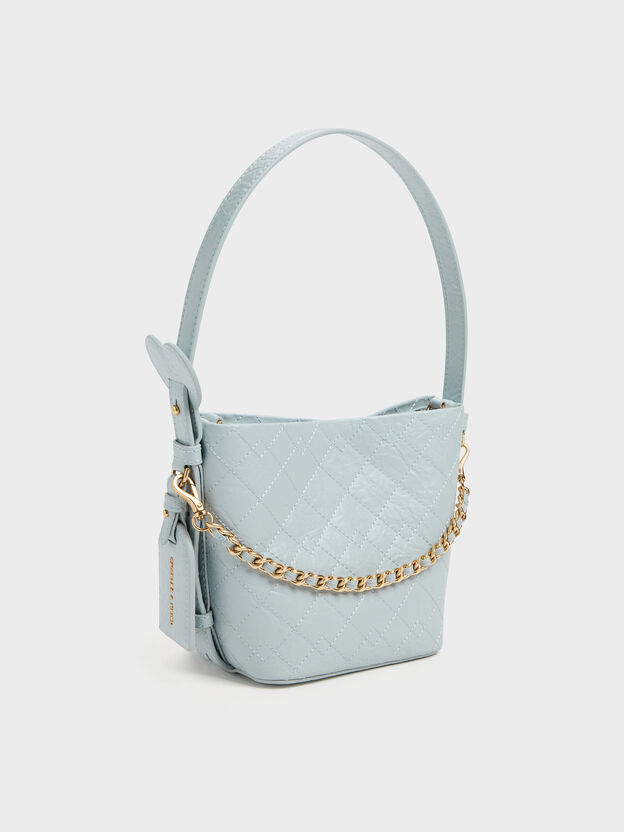 Duo Quilted Chain Bucket Bag, Sea Salt Blue, hi-res